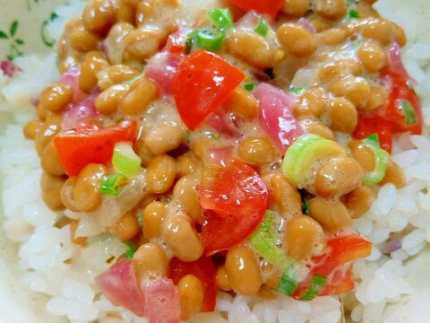 納豆の食べ方-トマト＆赤かぶ♪